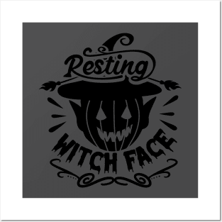 halloween witche face scary text art design Posters and Art